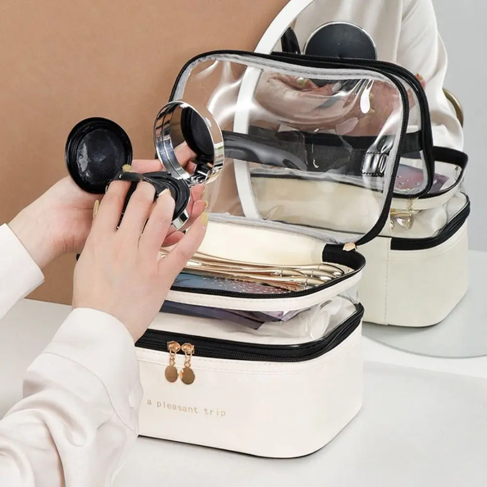 Waterproof Transparent Cosmetic Box PU Double Layers Travel Toiletries Storage Bag Makeup Bag Large Capacity
Waterproof Transparent Cosmetic Box PU Double Layers Travel Toiletries Storage Bag Makeup Bag Large Capacity