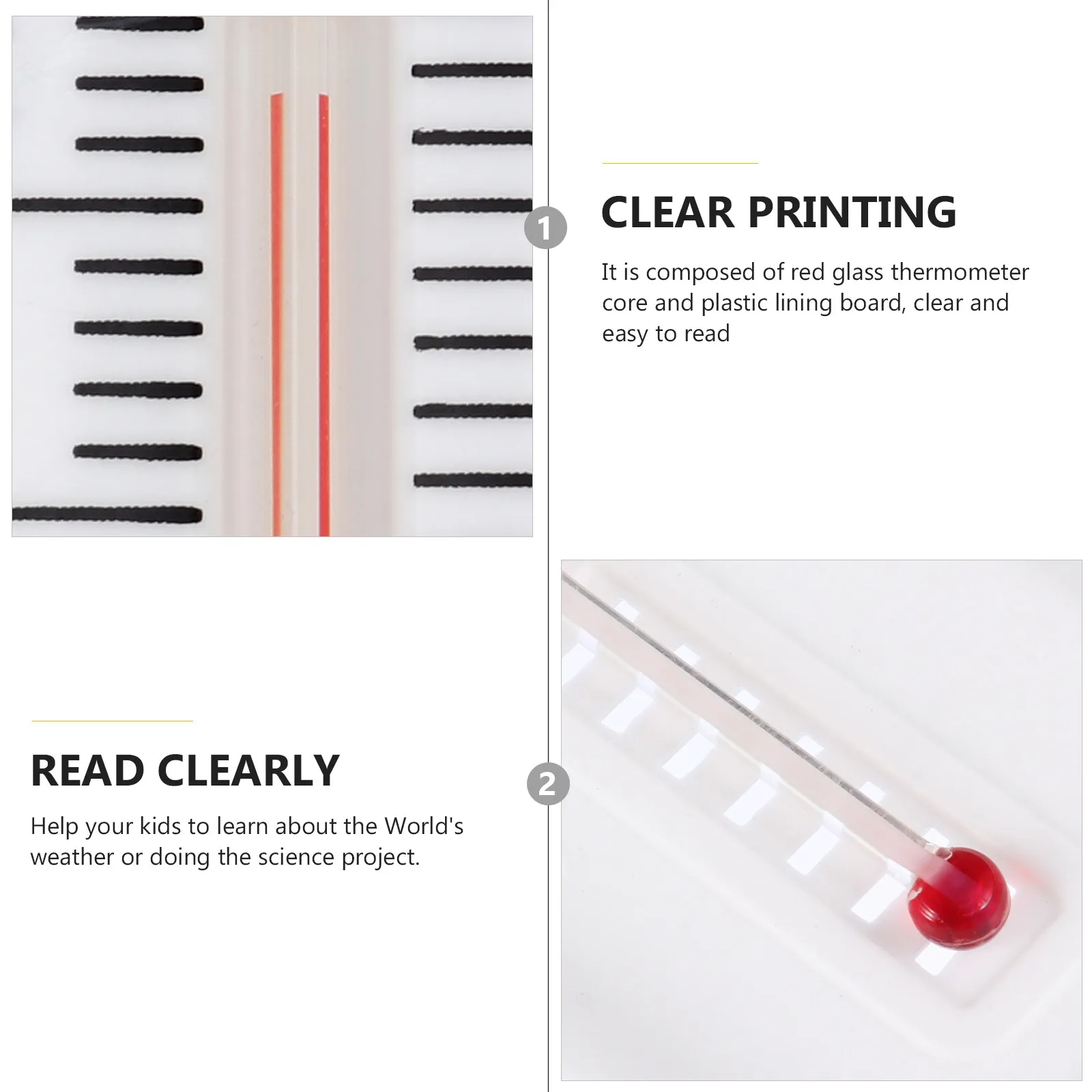 Набор из 4 учебных термометров: пластиковые, с двойной шкалой, с красным стеклянным сердечником, безопасные, для демонстраций в школах и научных целях
Набор из 4 учебных термометров: пластиковые, с двойной шкалой, с красным стеклянным сердечником, безопасные, для демонстраций в школах и научных целях