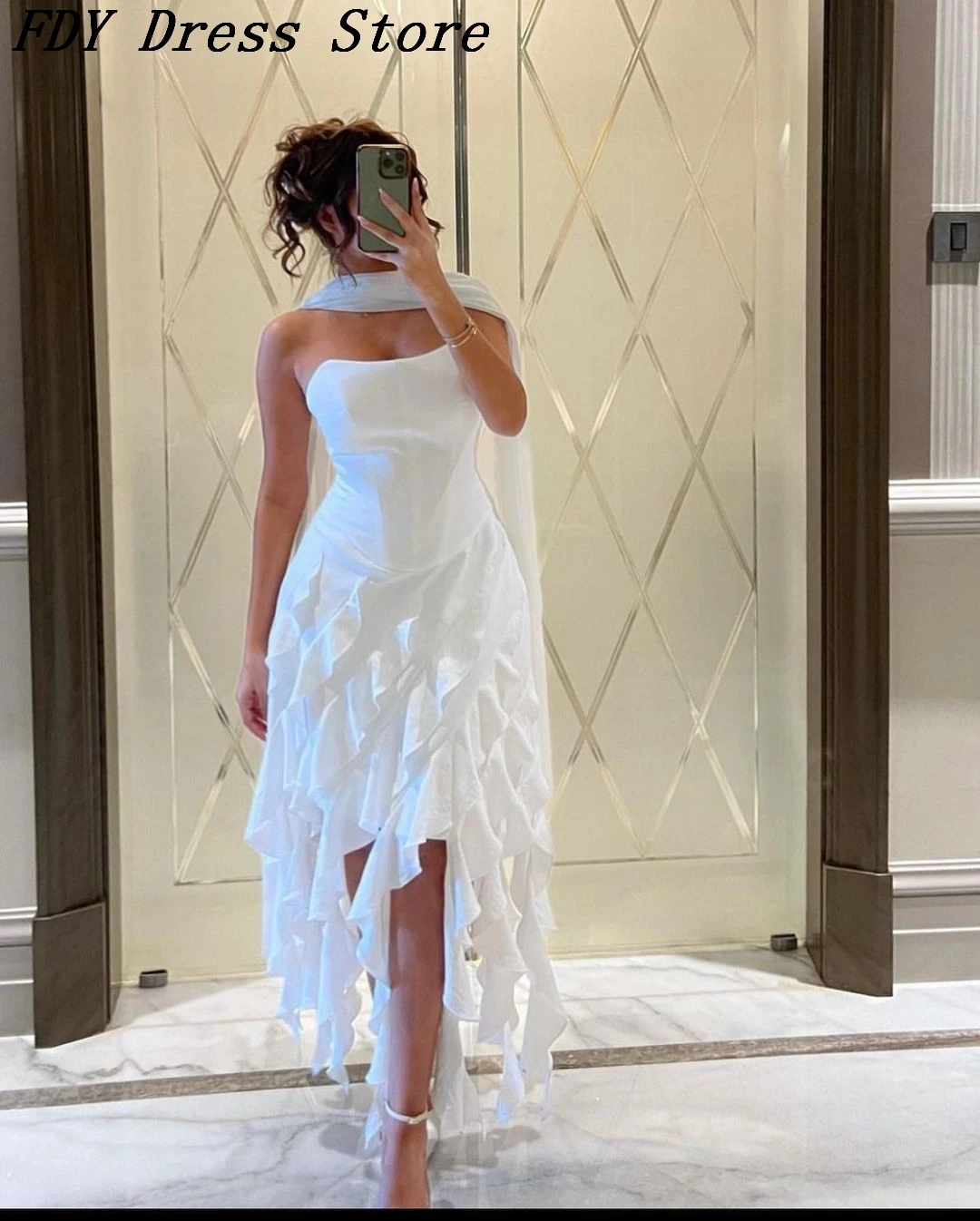 Customized Saudi Arabia Women's Ivory Satin Prom Dresses Strapless Ankle Length Formal Occasion Dress Evening Dresses
Customized Saudi Arabia Women's Ivory Satin Prom Dresses Strapless Ankle Length Formal Occasion Dress Evening Dresses