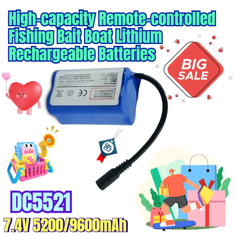 7.4V 5200/9600mAh High-capacity Remote-controlled Fishing Bait Boat Lithium Rechargeable Batteries
7.4V 5200/9600mAh High-capacity Remote-controlled Fishing Bait Boat Lithium Rechargeable Batteries