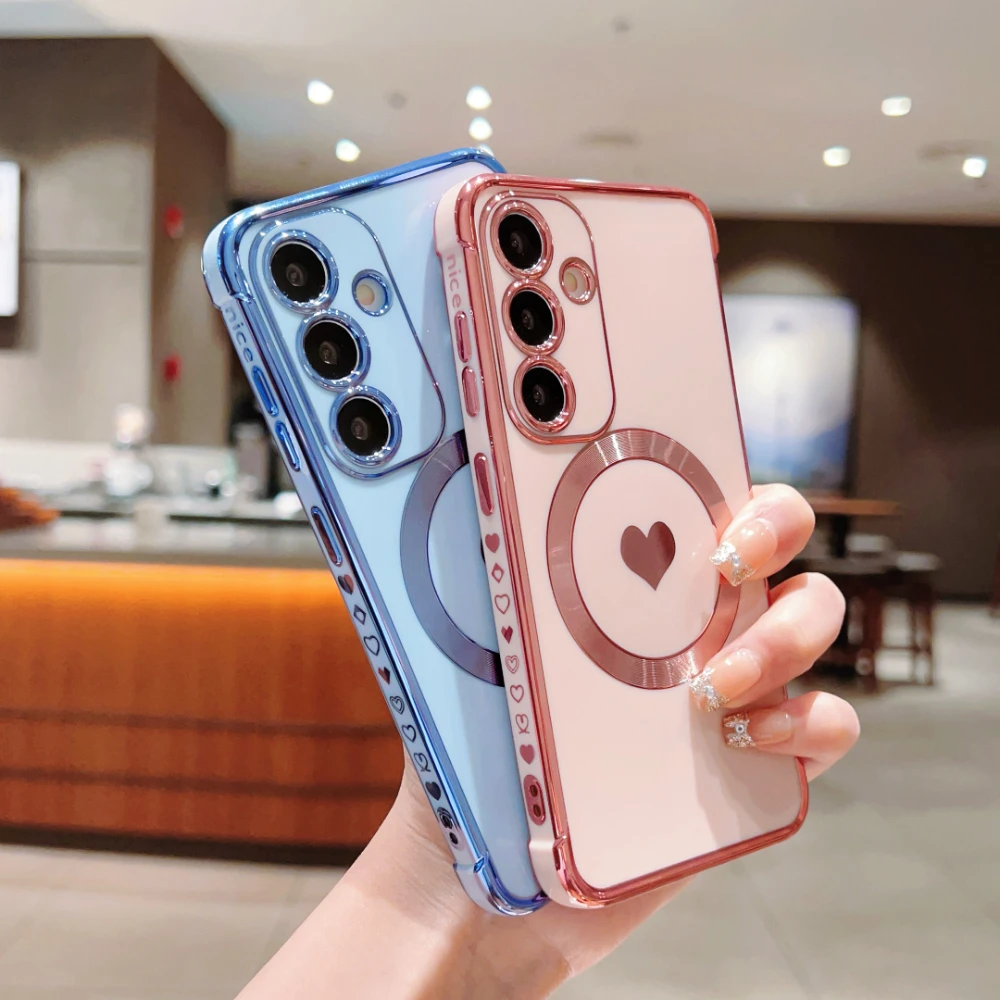 Electroplate Love Heart Frame Wireless Charge Magsafe Phone Case For Samsung S21 FE 22 23 24 20 Plus 25 Ultra Soft Back Cover
Electroplate Love Heart Frame Wireless Charge Magsafe Phone Case For Samsung S21 FE 22 23 24 20 Plus 25 Ultra Soft Back Cover