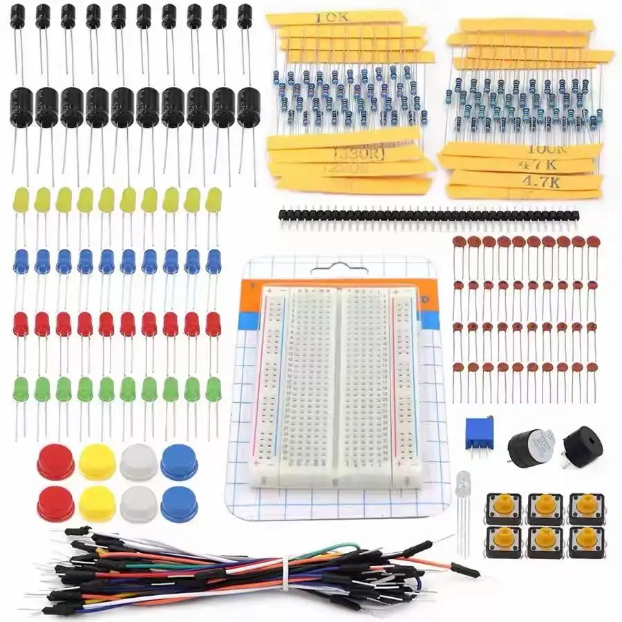 400 Hole Solderless Breadboard Beginner Component Kit, LED Diode Capacitor Buzzer Parts Pack for Arduino UNO R3
400 Hole Solderless Breadboard Beginner Component Kit, LED Diode Capacitor Buzzer Parts Pack for Arduino UNO R3