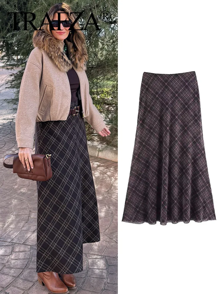 TRAFZA Spring Woman Casual Vintage Straight Skirt Women Chic High Waist Plaid Midi Skirt Fashion Versatile Pleated Skirt
TRAFZA Spring Woman Casual Vintage Straight Skirt Women Chic High Waist Plaid Midi Skirt Fashion Versatile Pleated Skirt