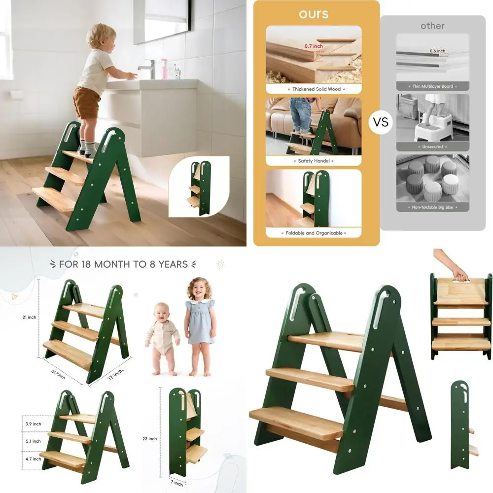 3-х уровневый табурет-ступенька для малышей, складной помощник для ванной комнаты с ручками, деревянный горшок и табурет на кухонной столешнице зеленого цвета
3-х уровневый табурет-ступенька для малышей, складной помощник для ванной комнаты с ручками, деревянный горшок и табурет на кухонной столешнице зеленого цвета