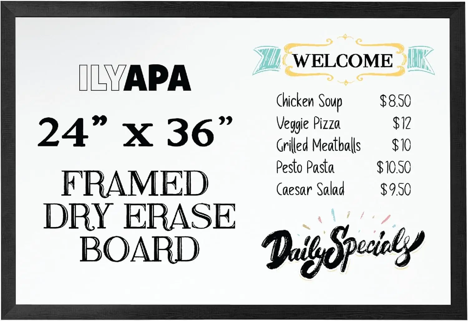 Extra Large Dry Erase Board for Wall - 24x36 Inches Wood Framed Magnetic Whiteboard with Brown Frame for Home Office Restaurant
Extra Large Dry Erase Board for Wall - 24x36 Inches Wood Framed Magnetic Whiteboard with Brown Frame for Home Office Restaurant