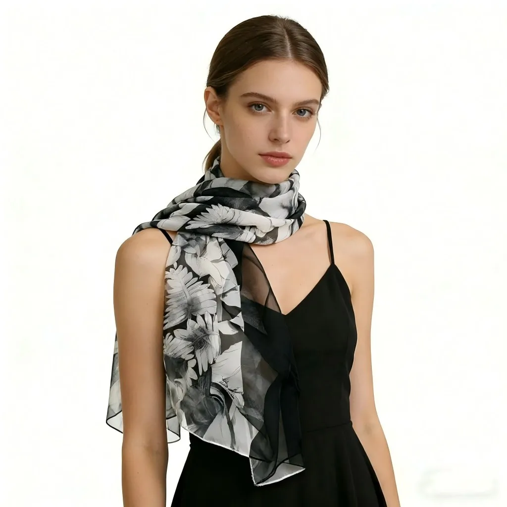 160x50cm Georgette Scarf for Beach, Travel, Sun Protection, Spring/Summer Fashion Accessory Multi-Color Floral Print Lightweig
160x50cm Georgette Scarf for Beach, Travel, Sun Protection, Spring/Summer Fashion Accessory Multi-Color Floral Print Lightweig