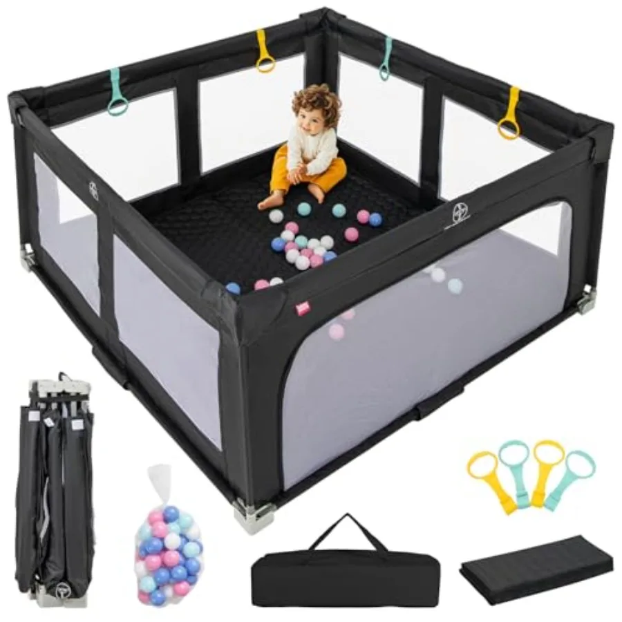 Foldable Baby Playpen with Mat 59" x 59" Large Baby Play Yard for Infant with 50 Ocean Balls 4 Handlers Carry Bag Indoor Outdoo
Foldable Baby Playpen with Mat 59" x 59" Large Baby Play Yard for Infant with 50 Ocean Balls 4 Handlers Carry Bag Indoor Outdoo