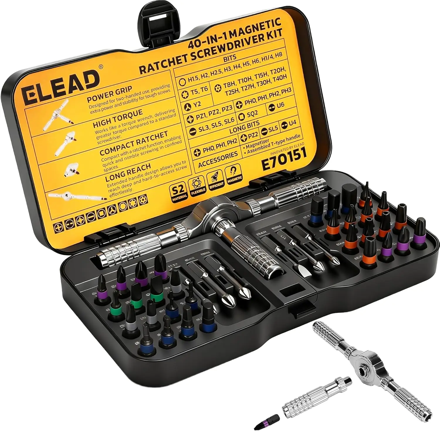 40-in-1 Magnetic Ratchet Screwdriver Set with Detachable Handle, Multi-Bit Repair Tool Kit for DIY
40-in-1 Magnetic Ratchet Screwdriver Set with Detachable Handle, Multi-Bit Repair Tool Kit for DIY