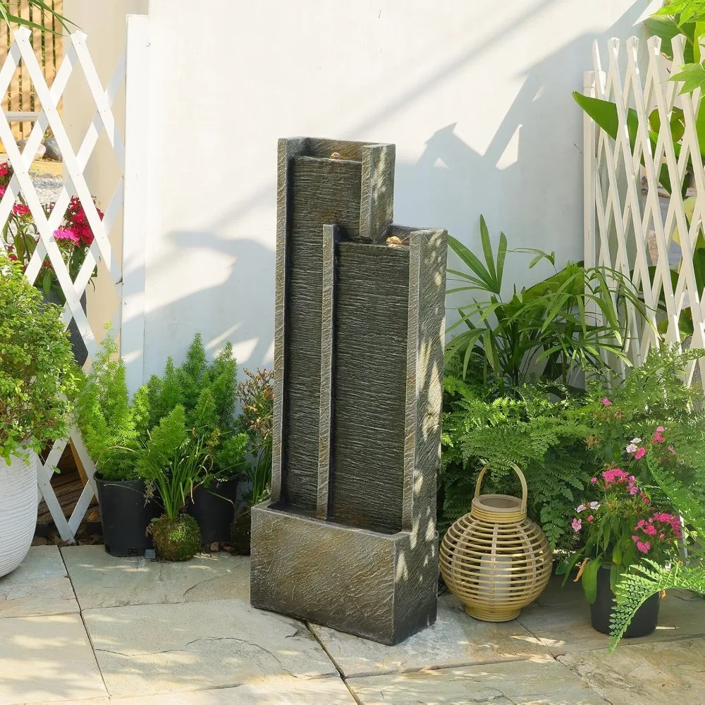 35" Outdoor Water Fountain – Garden Waterfall Tiered Cascading Waterfall Feature with LED, Freestanding Resin Water Fountain
35" Outdoor Water Fountain – Garden Waterfall Tiered Cascading Waterfall Feature with LED, Freestanding Resin Water Fountain