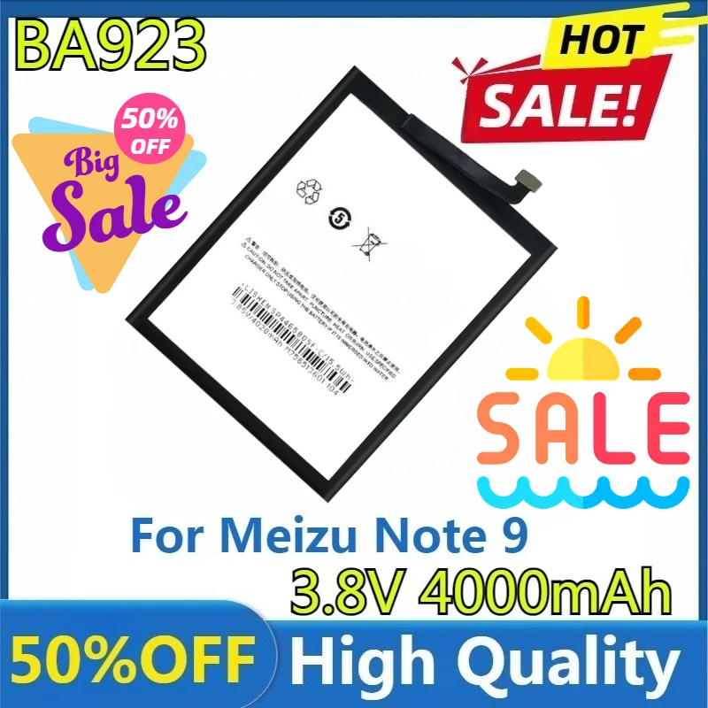 Новый высококачественный сменный аккумулятор BA923 3,8 В 4000 мАч BA923 для Meizu Note 9 Note9 M9, аккумулятор для мобильного телефона 
Новый высококачественный сменный аккумулятор BA923 3,8 В 4000 мАч BA923 для Meizu Note 9 Note9 M9, аккумулятор для мобильного телефона