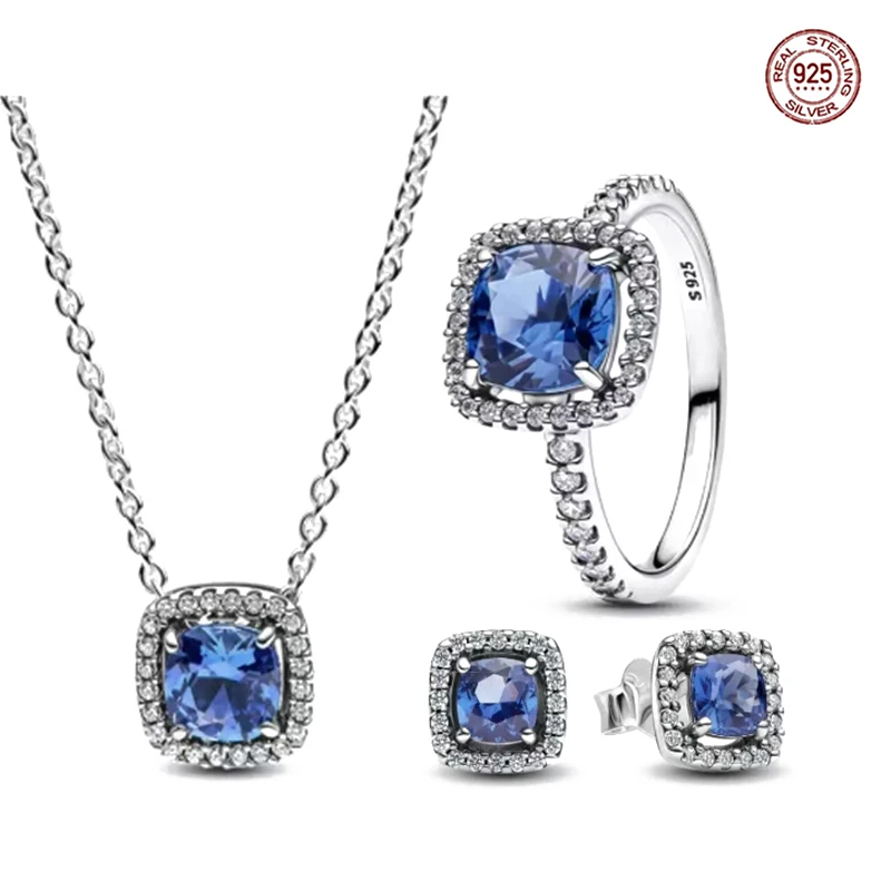 925 sterling silver square sapphire set series rings earrings necklaces women's jewelry to friends
925 sterling silver square sapphire set series rings earrings necklaces women's jewelry to friends
