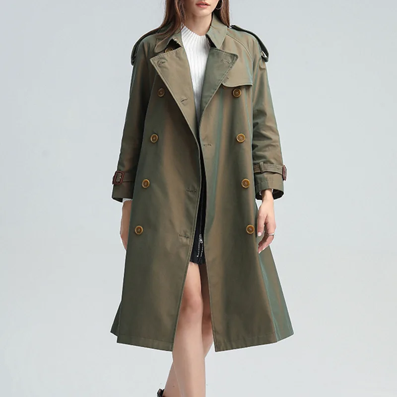 Jackets Women Solid Medium Long Windbreaker Coat Casual Suit Collar Double Breasted Design Coats Spring New Fashion Temperament
Jackets Women Solid Medium Long Windbreaker Coat Casual Suit Collar Double Breasted Design Coats Spring New Fashion Temperament