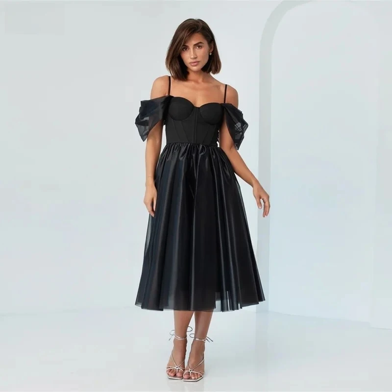 2026 Black Woman Formal Evening Gowns Organza Spaghetti Straps Prom Dress Tea Length Women's Wedding Party Attire Customized
2026 Black Woman Formal Evening Gowns Organza Spaghetti Straps Prom Dress Tea Length Women's Wedding Party Attire Customized