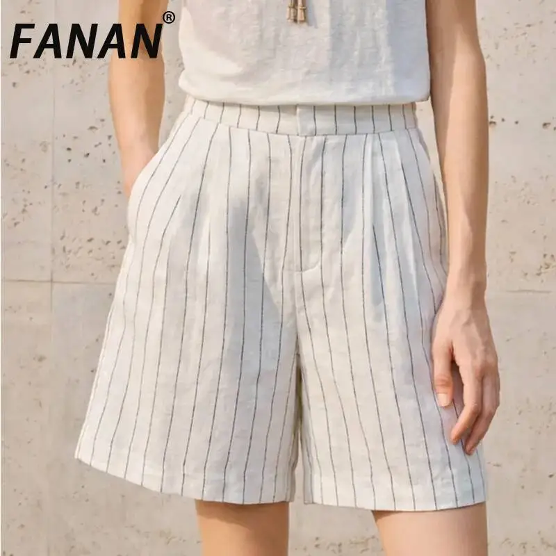 FANAN Korean Style 100% Linen Shorts For Women Summer Loose High-Waisted Straight Pants Striped Linens Clothing 2026 Summer New
FANAN Korean Style 100% Linen Shorts For Women Summer Loose High-Waisted Straight Pants Striped Linens Clothing 2026 Summer New