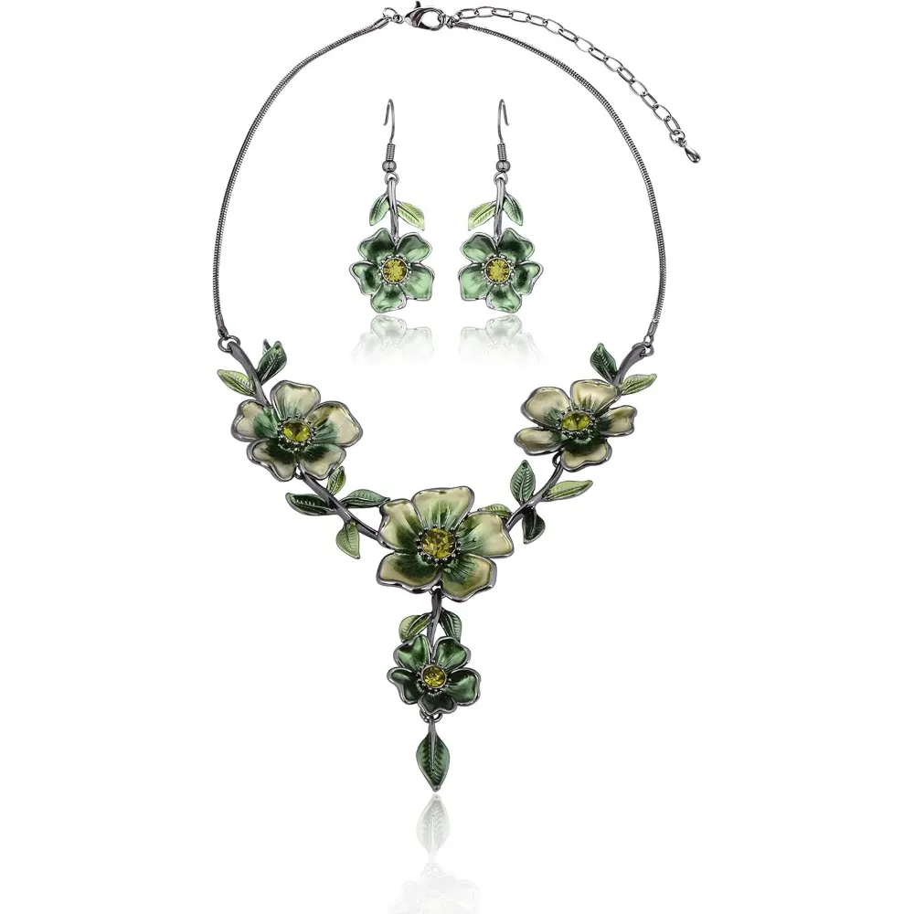 Vintage Floral Leaf Necklace and Earrings Set Sparkling Crystal Costume Jewelry for Women Party Gift
Vintage Floral Leaf Necklace and Earrings Set Sparkling Crystal Costume Jewelry for Women Party Gift