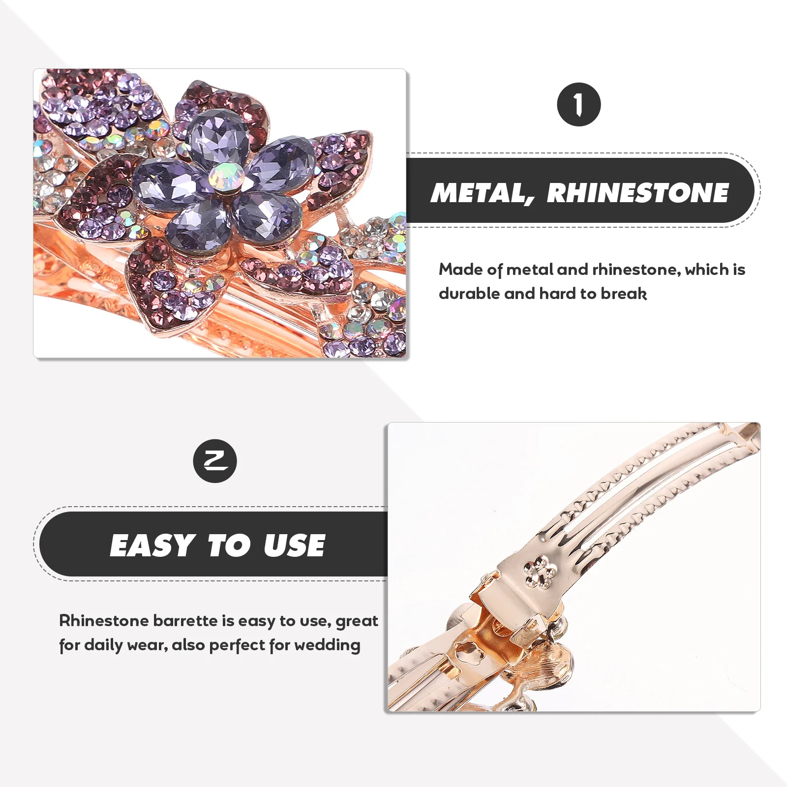 Rhinestone Clip Elegant Metal Barrette For Women Wedding Party Spring Clips Decorative Hair Pin Barrettes For Thick Thin 
Rhinestone Clip Elegant Metal Barrette For Women Wedding Party Spring Clips Decorative Hair Pin Barrettes For Thick Thin