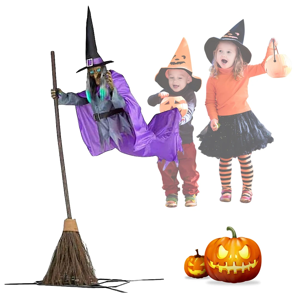 Halloween Props with Terrifying Sounds & Lights Halloween Flying Witch Broom Prop Broom Wizard Decor for Garden Yard Lawn Indoor
Halloween Props with Terrifying Sounds & Lights Halloween Flying Witch Broom Prop Broom Wizard Decor for Garden Yard Lawn Indoor