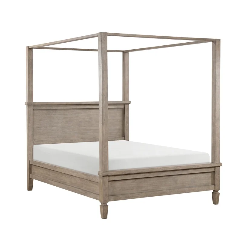 Classic Canopy Platform Bed, Gray Oak Finish, King Size, Transitional Bedroom Furniture, Removable Canopy
Classic Canopy Platform Bed, Gray Oak Finish, King Size, Transitional Bedroom Furniture, Removable Canopy