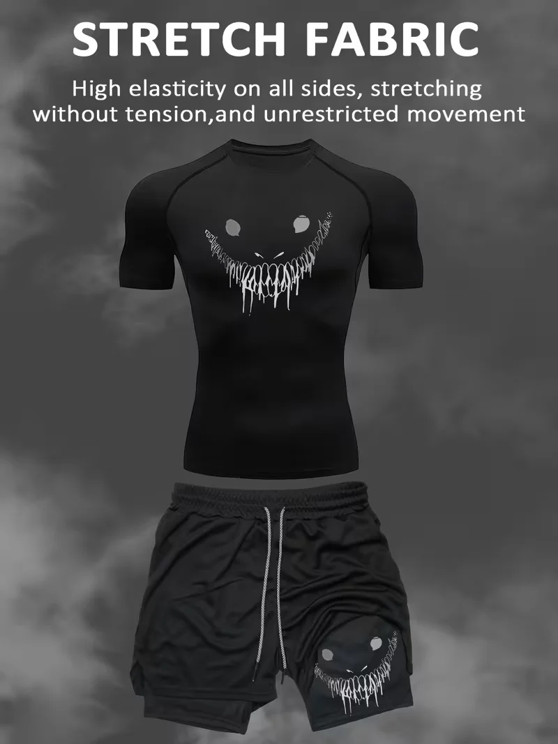 New men's slim fit suit quick drying round neck quick drying sports T-shirt+double-layer pants gym running hiking football sport
New men's slim fit suit quick drying round neck quick drying sports T-shirt+double-layer pants gym running hiking football sport