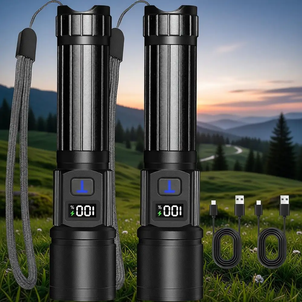 Перезаряжаемые светодиодные фонари с двойным лучом, мощные фонари с регулируемой яркостью и ЖК-дисплеем для дома, улицы и кемпинга
Перезаряжаемые светодиодные фонари с двойным лучом, мощные фонари с регулируемой яркостью и ЖК-дисплеем для дома, улицы и кемпинга