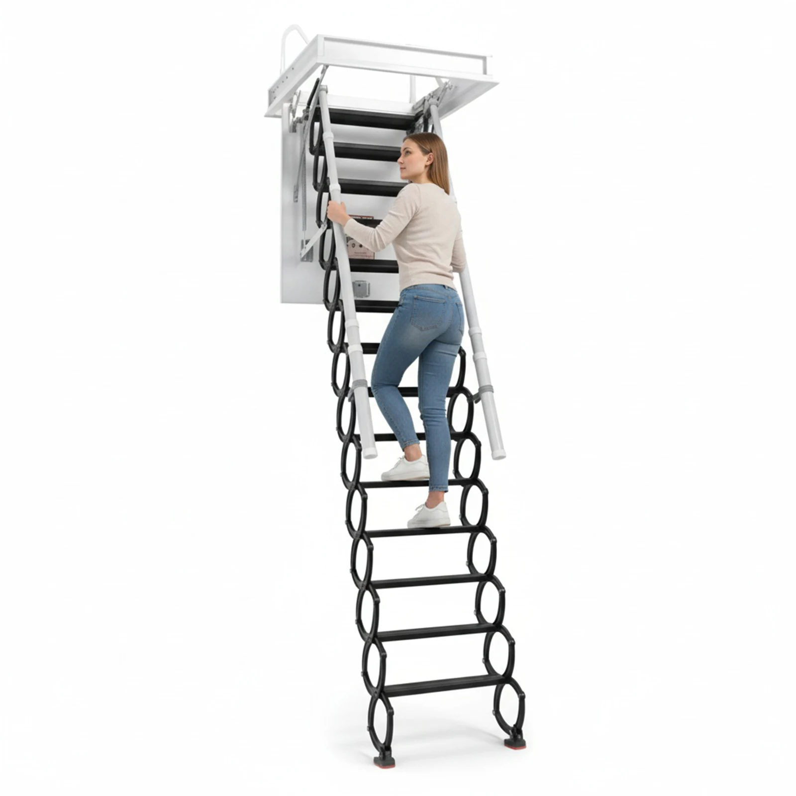 12 Steps Wall-Mounted Staircase with Handrails Loft Extension Staircase 660LBS Capacity Height Adjustable For Home Duplex Villas
12 Steps Wall-Mounted Staircase with Handrails Loft Extension Staircase 660LBS Capacity Height Adjustable For Home Duplex Villas