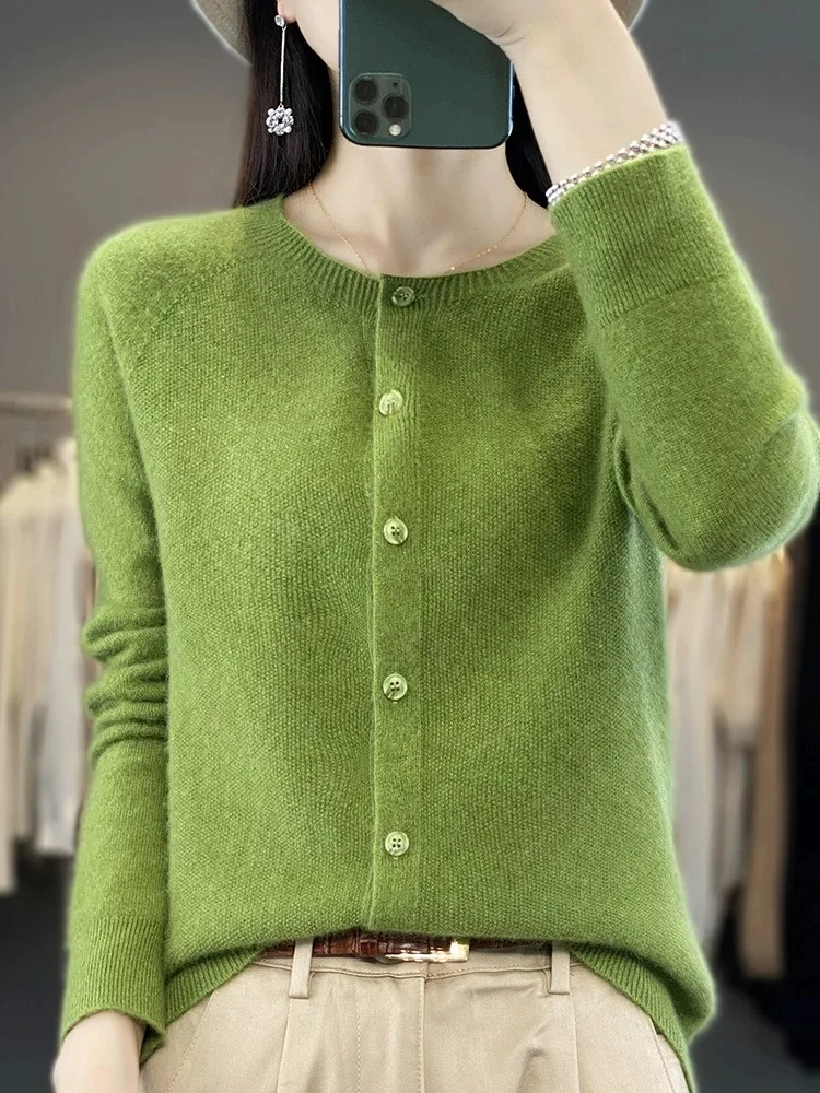 Loose Long Sleeve Knitted Cardigan Women's Outerwear round Neck Spring Autumn New Style Simple Match Woolen Sweater Coat
Loose Long Sleeve Knitted Cardigan Women's Outerwear round Neck Spring Autumn New Style Simple Match Woolen Sweater Coat