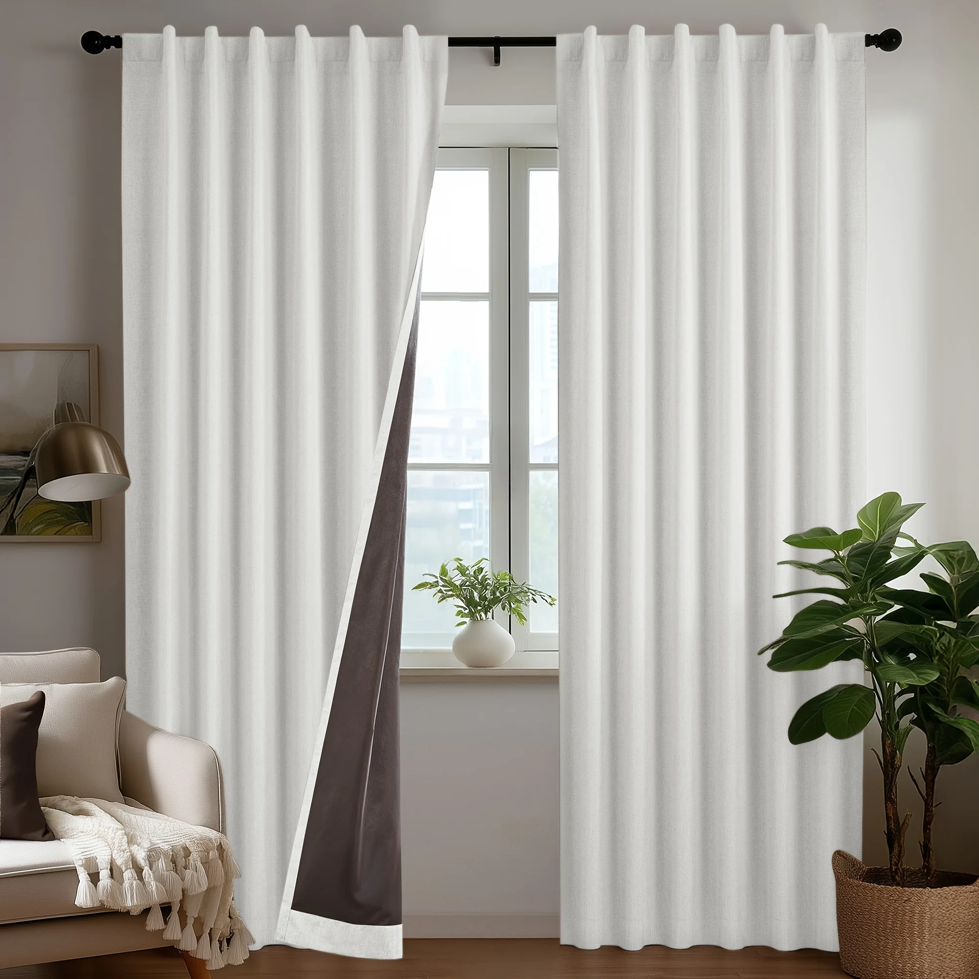 2 Panels Fine 100% Blackout Curtains, TPU Sun Blocking, Hidden Tab Top, No Tiebacks, Drapes for Bedroom & Living Room
2 Panels Fine 100% Blackout Curtains, TPU Sun Blocking, Hidden Tab Top, No Tiebacks, Drapes for Bedroom & Living Room