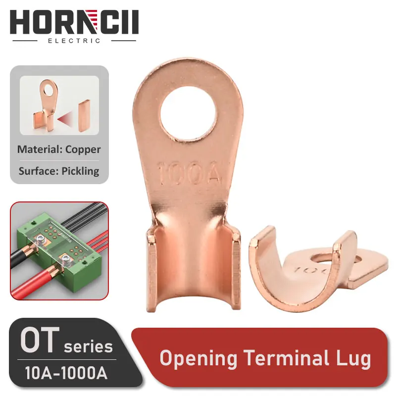 OT Type Pure Copper Crimp Terminal, High Quality Open Barrel Cable Lug, 10A-1000A Heavy Duty Electrical Connector, for Automotiv
OT Type Pure Copper Crimp Terminal, High Quality Open Barrel Cable Lug, 10A-1000A Heavy Duty Electrical Connector, for Automotiv
