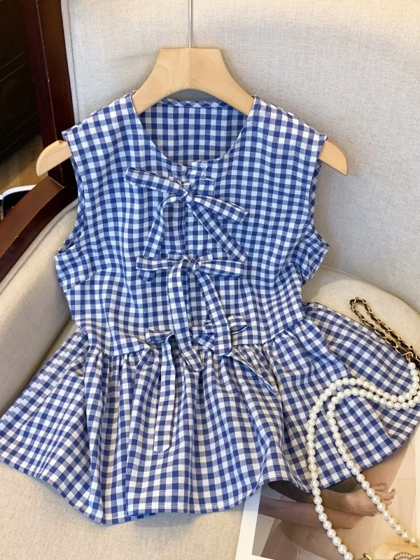 Summer 2026 New Style Women's Shirt Knot Plaid Sleeveless Tea Fragrance Skirt Hem Top French Style Cotton Unisex
Summer 2026 New Style Women's Shirt Knot Plaid Sleeveless Tea Fragrance Skirt Hem Top French Style Cotton Unisex