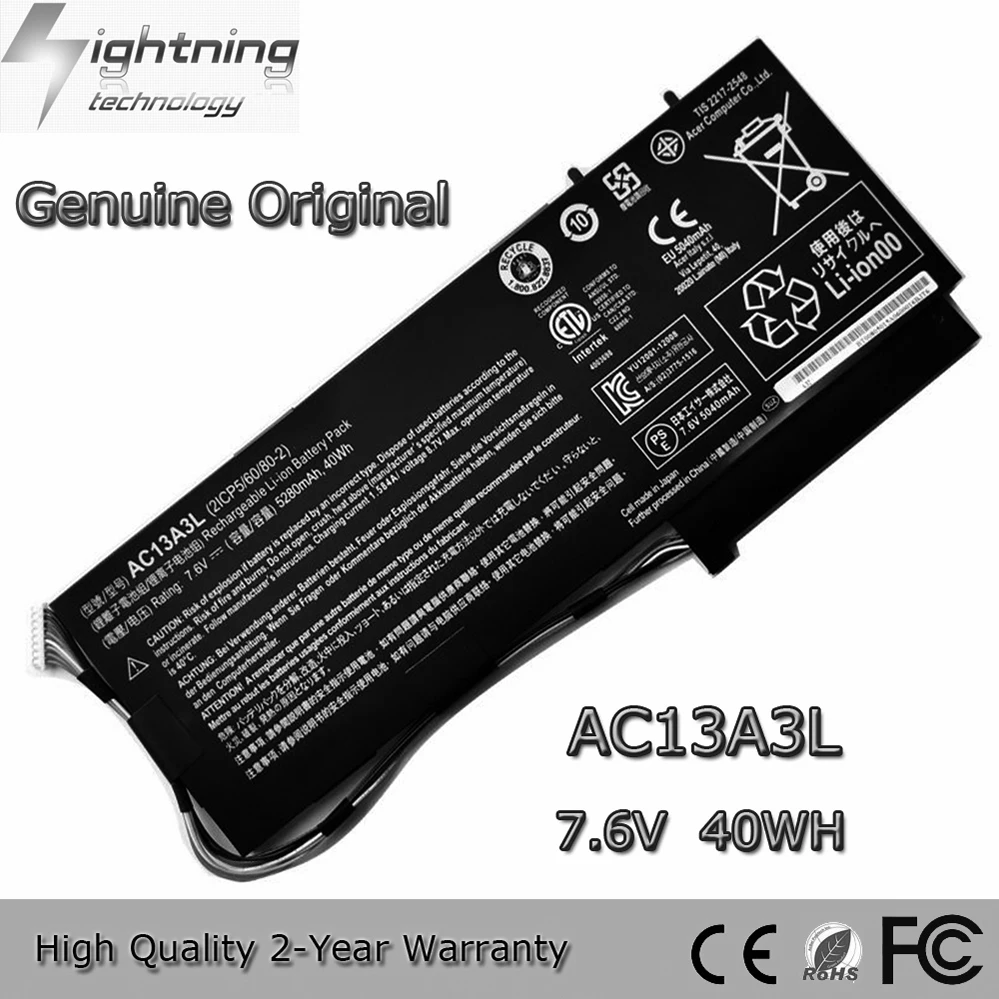 Brand New Genuine Original AC13A3L 7.6V 40Wh Laptop Battery for Acer Aspire P3-131 P3-171 X313 X313-E X313-M P3-171
Brand New Genuine Original AC13A3L 7.6V 40Wh Laptop Battery for Acer Aspire P3-131 P3-171 X313 X313-E X313-M P3-171