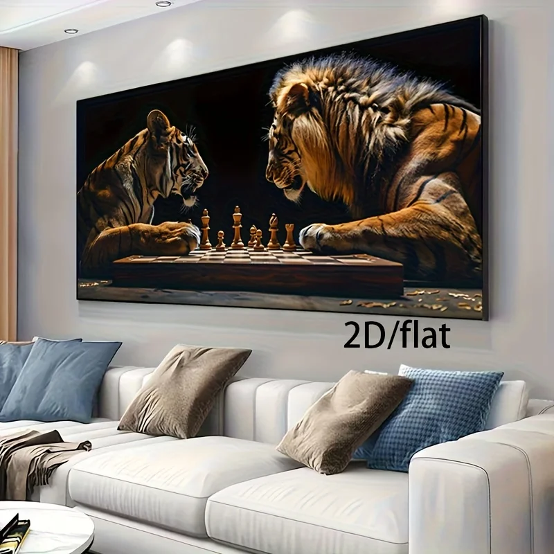 Large Frameless Canvas Art | Majestic Tigers and Lion Chess Scene, Modern Wall Decor for Living Room and Bedroom, Intricate Anim
Large Frameless Canvas Art | Majestic Tigers and Lion Chess Scene, Modern Wall Decor for Living Room and Bedroom, Intricate Anim