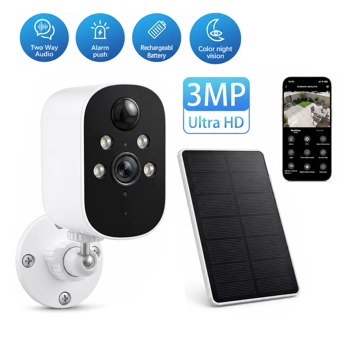 WiFi Security Cameras Wireless, 2K Solar Battery Powered Outdoor Camera, Home Surveillance PIR Color Night Vision Waterproof
WiFi Security Cameras Wireless, 2K Solar Battery Powered Outdoor Camera, Home Surveillance PIR Color Night Vision Waterproof