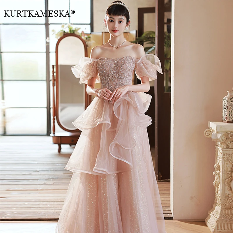 High-end Evening Gown-Strapless Breathable Dress Champagne/Pink Glitter Women's Event Wear Elegant Comfortable And Prom Dress
High-end Evening Gown-Strapless Breathable Dress Champagne/Pink Glitter Women's Event Wear Elegant Comfortable And Prom Dress