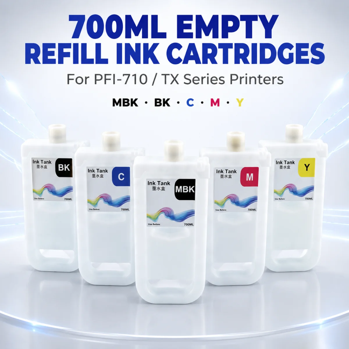700ml for Canon PFI-710 TX2000 TX3000 Refillable Ink Cartridges Without Chip for Canon TX-2000 TX-3000 TX-4000 Printer
700ml for Canon PFI-710 TX2000 TX3000 Refillable Ink Cartridges Without Chip for Canon TX-2000 TX-3000 TX-4000 Printer