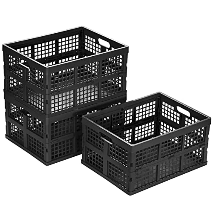 34L Large Plastic Folding Storage Crates, Collapsible Crates for Storage, Pack of 3
34L Large Plastic Folding Storage Crates, Collapsible Crates for Storage, Pack of 3