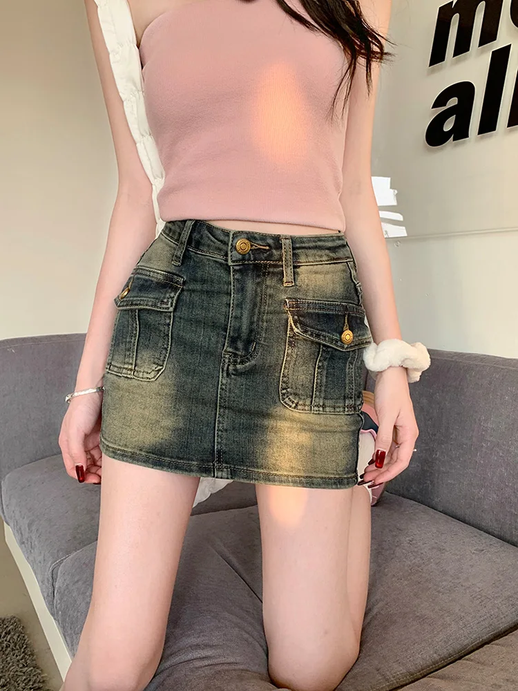 Benuynffy American Retro Street Denim Mini Skirts Women's Y2k Fashion Korean Style Pockets Casual High Waist Jean Short Skirts
Benuynffy American Retro Street Denim Mini Skirts Women's Y2k Fashion Korean Style Pockets Casual High Waist Jean Short Skirts