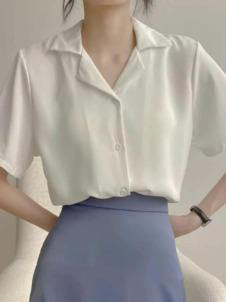 Spring Summer 2023 Vintage Korean Style Short Sleeve Professional Shirt Women's Pure Color Student Casual Top Female Blouse
Spring Summer 2023 Vintage Korean Style Short Sleeve Professional Shirt Women's Pure Color Student Casual Top Female Blouse