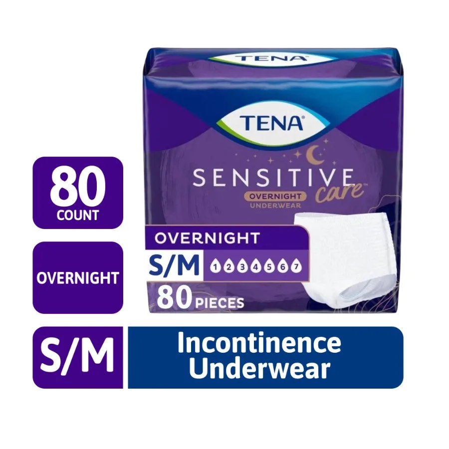 Sensitive Care Overnight Incontinence Underwear for Women, Bladder Control and Postpartum, Small/Medium, 80 count Waist size: 2
Sensitive Care Overnight Incontinence Underwear for Women, Bladder Control and Postpartum, Small/Medium, 80 count Waist size: 2
