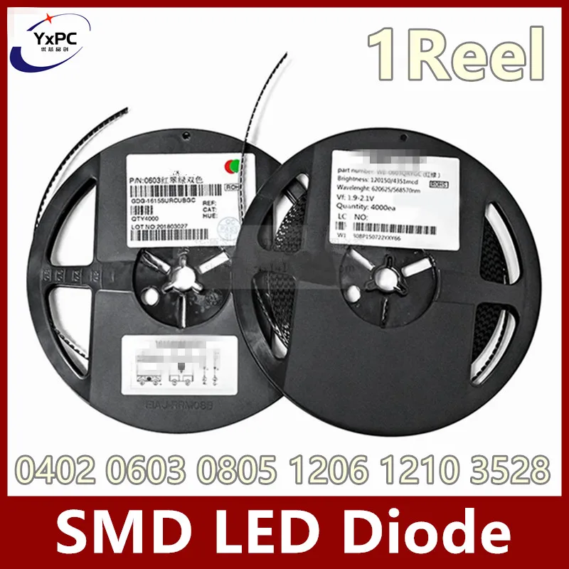 1Reel SMD LED Diode 3528 1210 1206 0805 0402 0603 Red Yellow Green White Blue light emitting diode Clear LED Light
1Reel SMD LED Diode 3528 1210 1206 0805 0402 0603 Red Yellow Green White Blue light emitting diode Clear LED Light