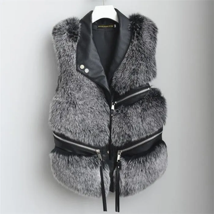 Short Fur Vest Women's Jacket Street Style V-Neck Splice No-Sleeve Other Component Content 31%-50% Spring Collection
Short Fur Vest Women's Jacket Street Style V-Neck Splice No-Sleeve Other Component Content 31%-50% Spring Collection