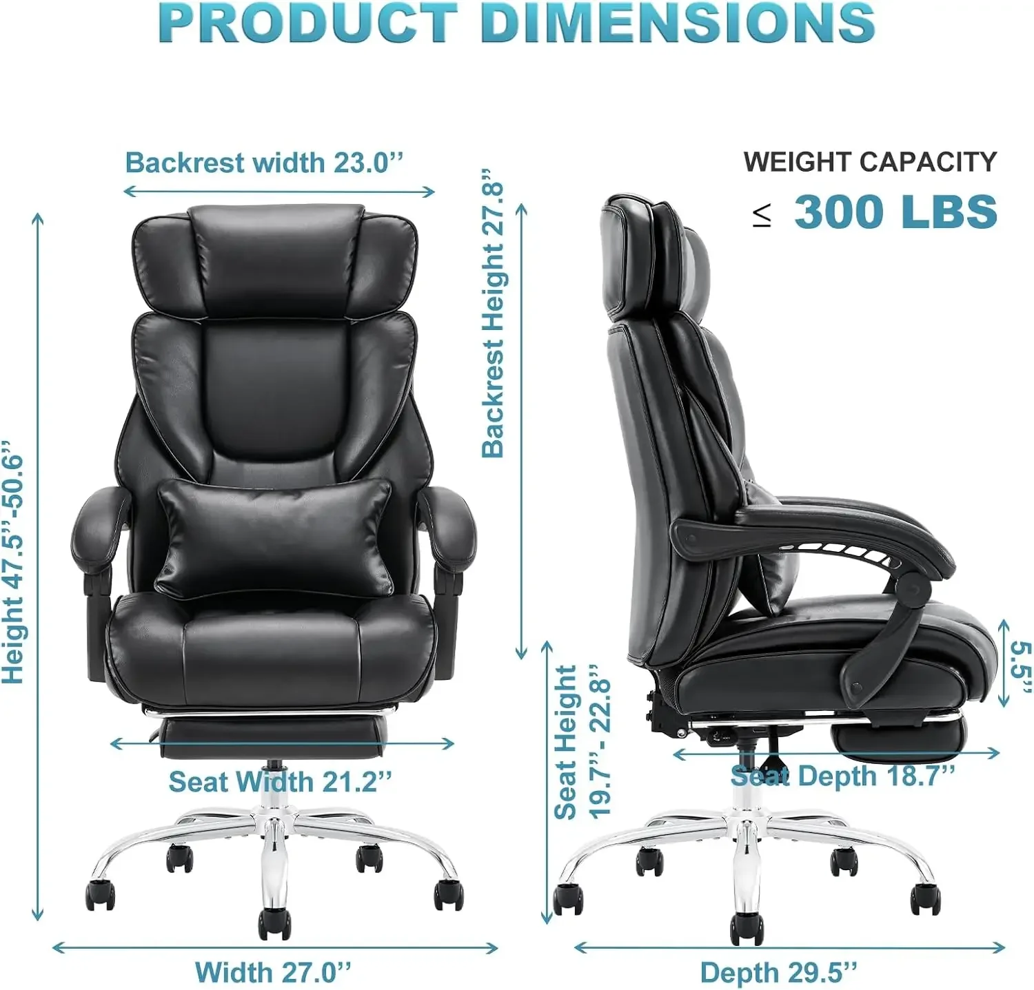 Office Chair with Footrest-High Back Design Executive Computer Desk Chair with Removable Lumbar Pillow 90-135°Reclining
Office Chair with Footrest-High Back Design Executive Computer Desk Chair with Removable Lumbar Pillow 90-135°Reclining