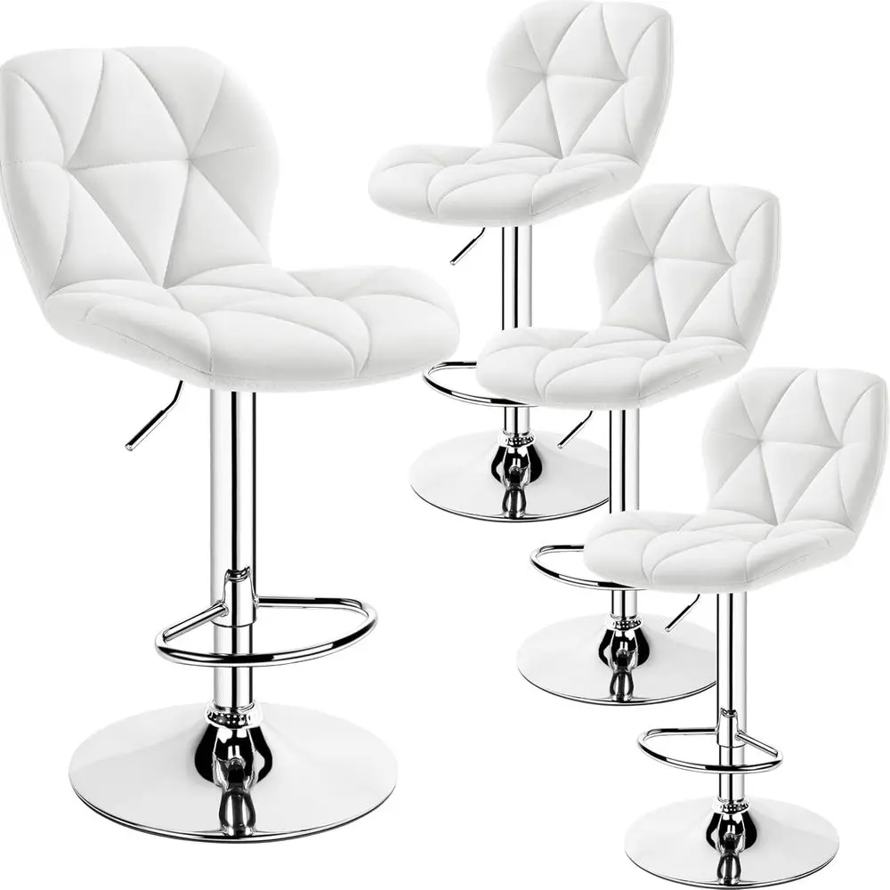 Adjustable PU Leather Swivel Bar Stools Set of 4, White, with Backrest and Footrest, Suitable for Kitchen, Dining Room
Adjustable PU Leather Swivel Bar Stools Set of 4, White, with Backrest and Footrest, Suitable for Kitchen, Dining Room