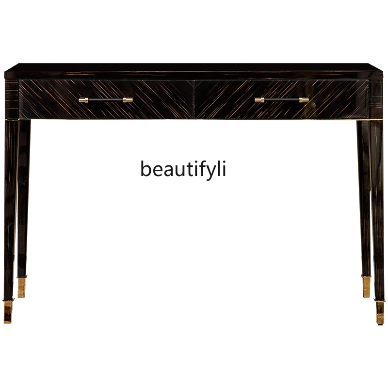 Роскошная консоль из цельного дерева, современная минималистичная прихожая с выдвижным ящиком, украшение консольных столов, длинный узкий стол, золотое шелковое черное дерево 
Роскошная консоль из цельного дерева, современная минималистичная прихожая с выдвижным ящиком, украшение консольных столов, длинный узкий стол, золотое шелковое черное дерево