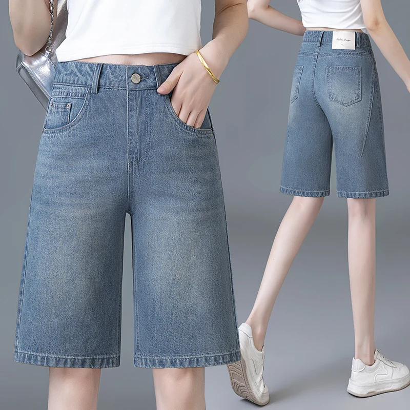 High Waist Slimming Loose Fit Jeans Mid-Thigh Six-Part Women's Summer Thin Cotton Elastic Straight Leg Five-Part Pants
High Waist Slimming Loose Fit Jeans Mid-Thigh Six-Part Women's Summer Thin Cotton Elastic Straight Leg Five-Part Pants