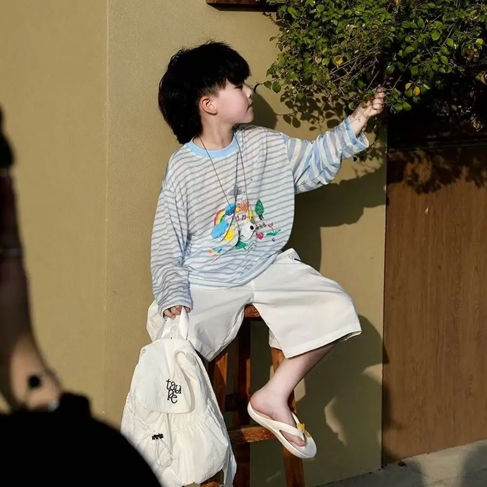 Boys' Summer Set New Fashionable Striped Sunscreen Clothes Girls' Printed Long Sleeve Casual Shorts Two Piece Set
Boys' Summer Set New Fashionable Striped Sunscreen Clothes Girls' Printed Long Sleeve Casual Shorts Two Piece Set