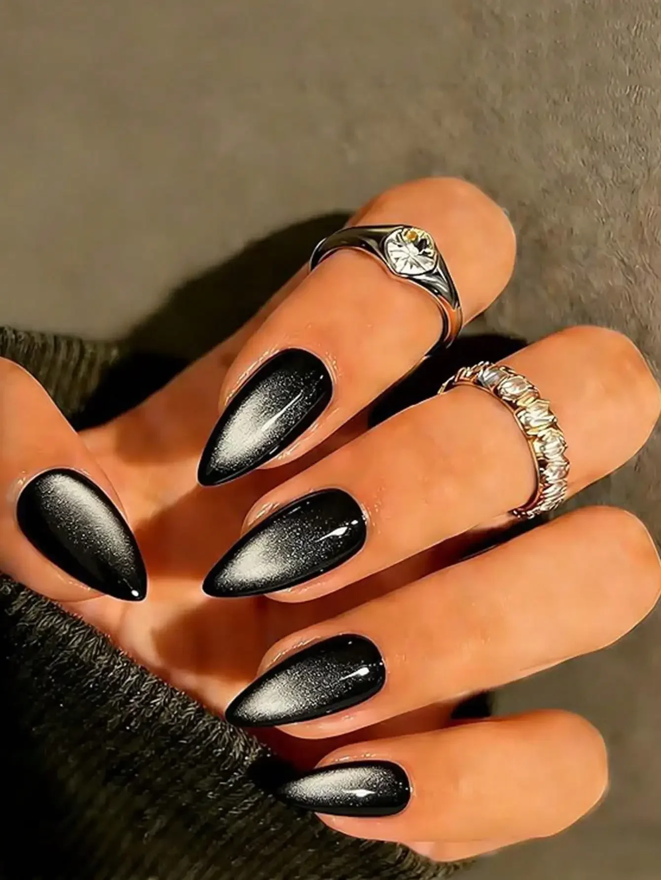 24pcs Black Crystal Cat Eye Nail Stickers, Medium Almond Shaped Black & Silver Cat Eye Acrylic False Nails, Includes 1pc Jelly Gel And 1pc Nail File, Suitable For Women And Girls For Daily Wear, Rave Parties Nail Art Supplies
24pcs Black Crystal Cat Eye Nail Stickers, Medium Almond Shaped Black & Silver Cat Eye Acrylic False Nails, Includes 1pc Jelly Gel And 1pc Nail File, Suitable For Women And Girls For Daily Wear, Rave Parties Nail Art Supplies