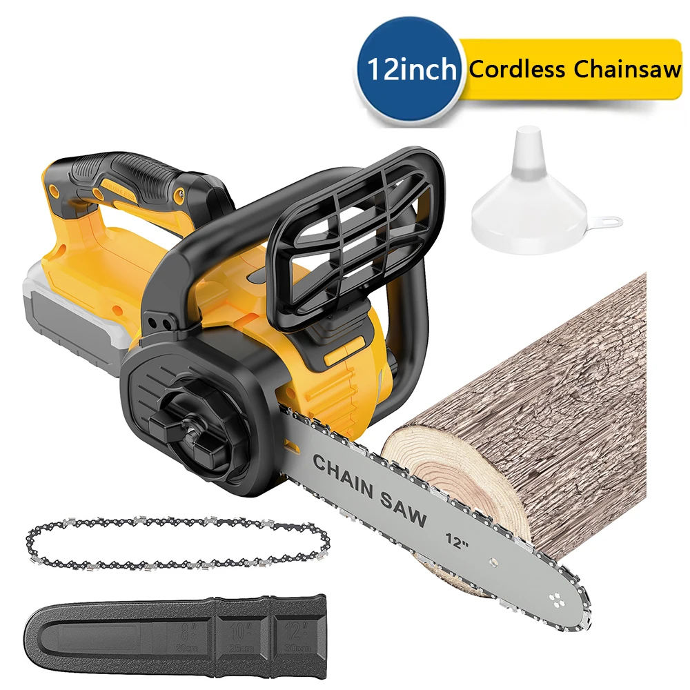 12" Cordless Chainsaw Handheld Garden Electric Chain Saw for Tree Branch Wood Cutting for DeWalt 20v Battery
12" Cordless Chainsaw Handheld Garden Electric Chain Saw for Tree Branch Wood Cutting for DeWalt 20v Battery