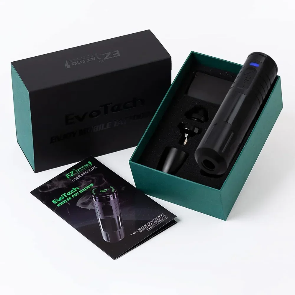 EZ tattoo EvoTech machine pen black 1600mAh Battery Pack 2 grips wireless tattoo pen machine with Digital LED Display
EZ tattoo EvoTech machine pen black 1600mAh Battery Pack 2 grips wireless tattoo pen machine with Digital LED Display