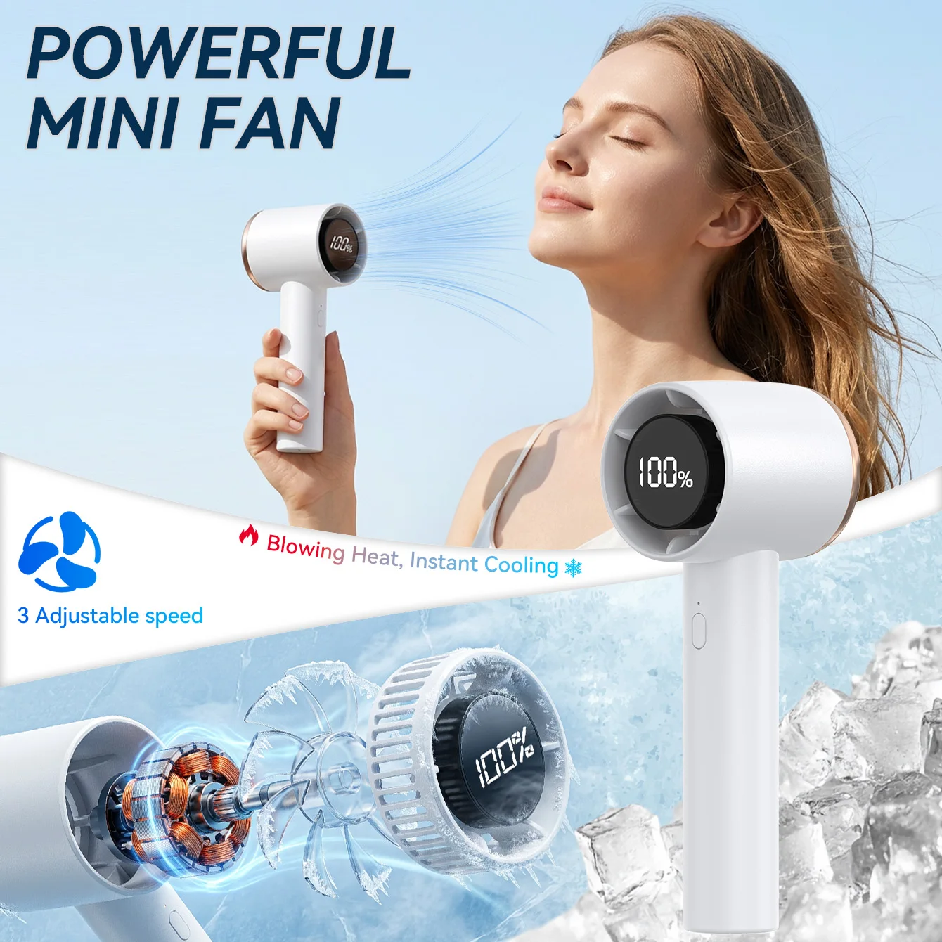 Portable High Speed Turbo Handheld Fan 2000mAh LED Digital Display 3 Speed Adjustable Mini USB Rechargeable Silent Personal Fan for Outdoor Travel
Portable High Speed Turbo Handheld Fan 2000mAh LED Digital Display 3 Speed Adjustable Mini USB Rechargeable Silent Personal Fan for Outdoor Travel