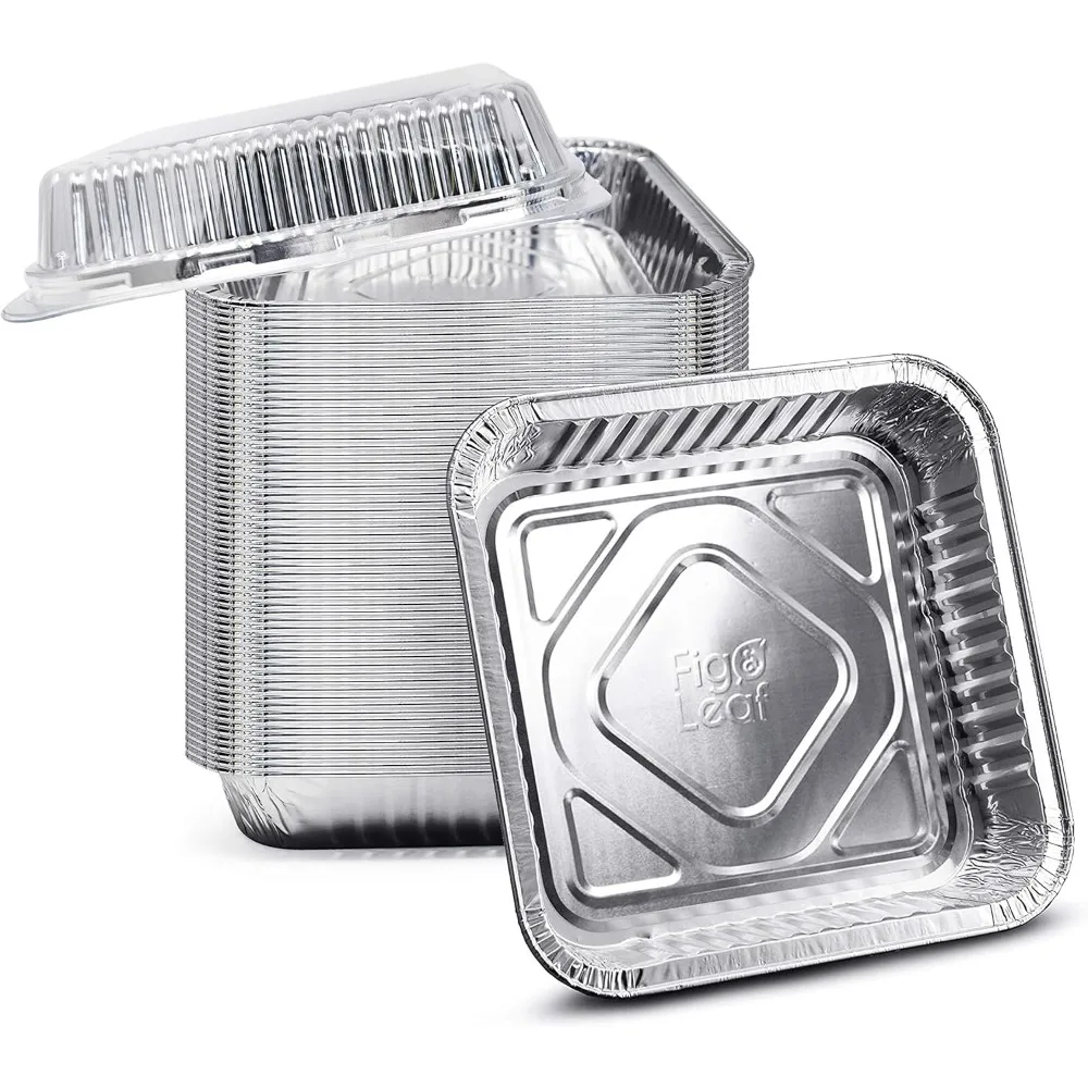 8x8 Inch Square Baking Pans with Plastic Dome Lids Heavy Duty Disposable Aluminum Foil Tins for Roasting Oven Cooking
8x8 Inch Square Baking Pans with Plastic Dome Lids Heavy Duty Disposable Aluminum Foil Tins for Roasting Oven Cooking